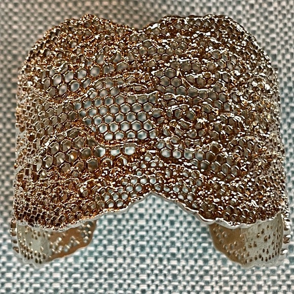 AURELIE BIDERMANN Rose Gold Lace Cuff Bracelet Authentic Jewelry France Like New - Picture 7 of 14